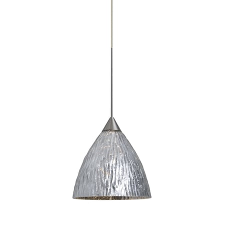 Besa Lighting Eve Cord Pendant, Stone Silver Foil, Satin Nickel Finish, 1x50W Halogen 1XT-EVESS-SN